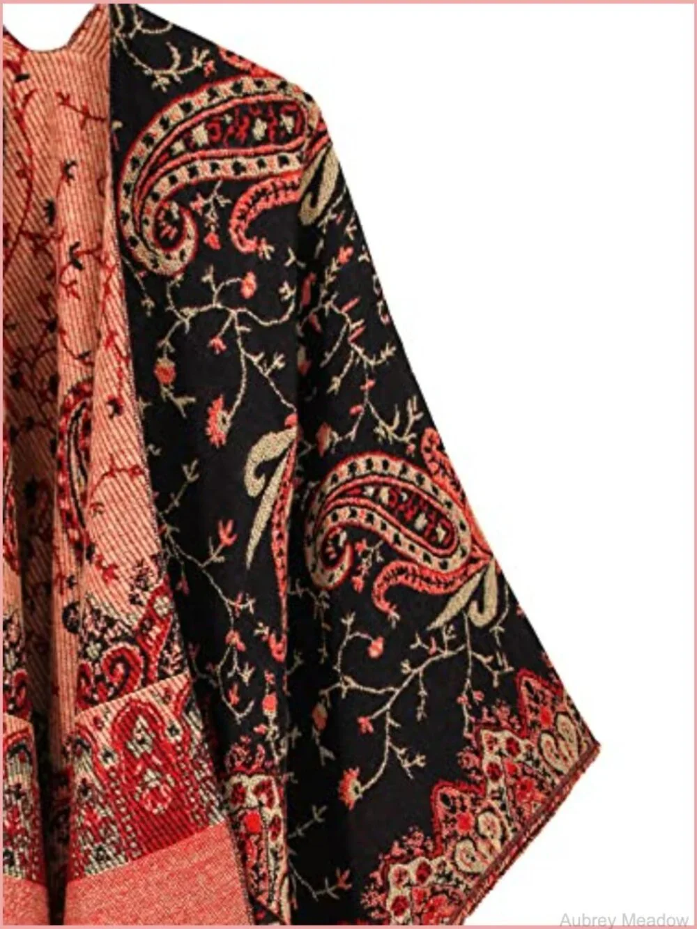 Retro Style Poncho Cape Boho Shawl Ruana Printed Tassel Cardigan